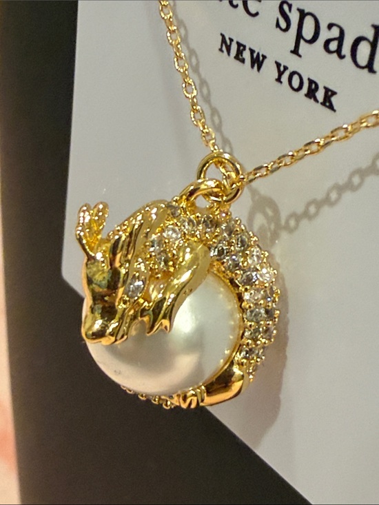 kate spade Jewelry - kate spade | Gold Plated Dragon Pearl & Crystal Pendant Necklace 🐉 GOT FANS